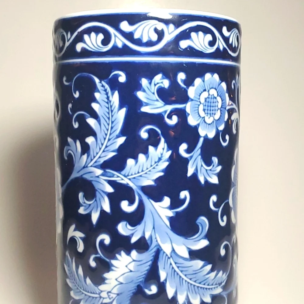Vintage PIER 1 Utensil Holder Mandarin Collection Discontined Floral EUC 8